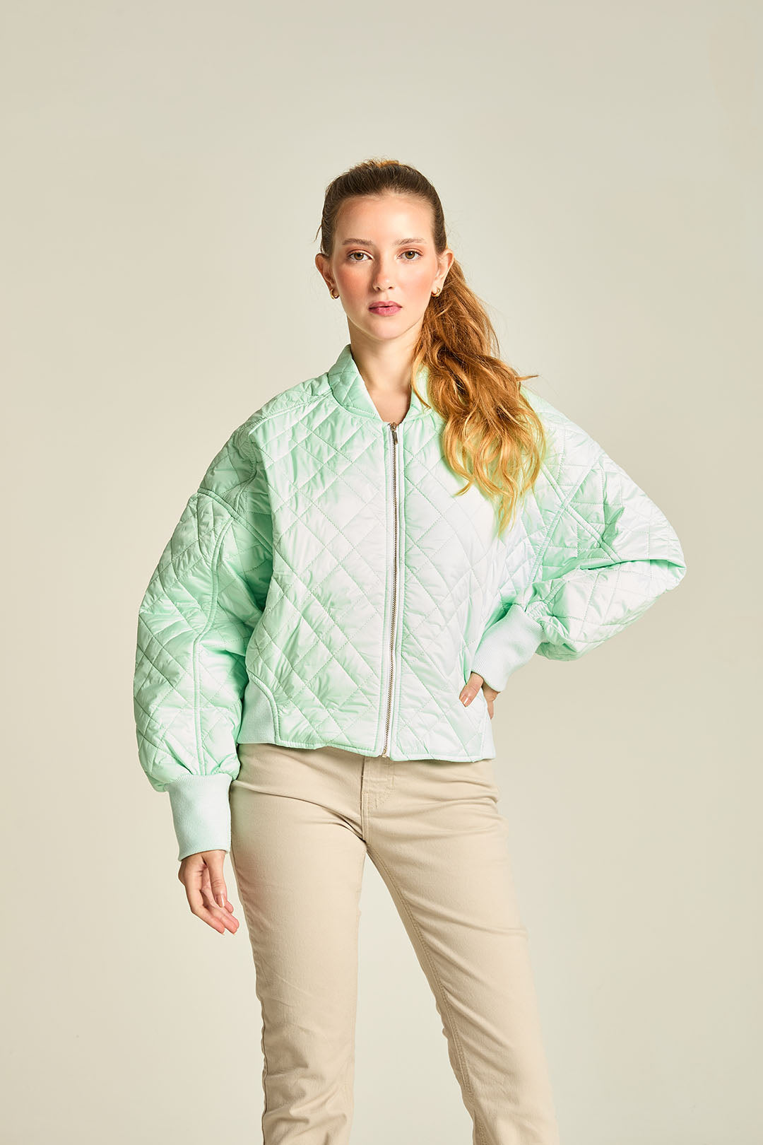 JQ BOMBER PUFFER GEOMETRICO