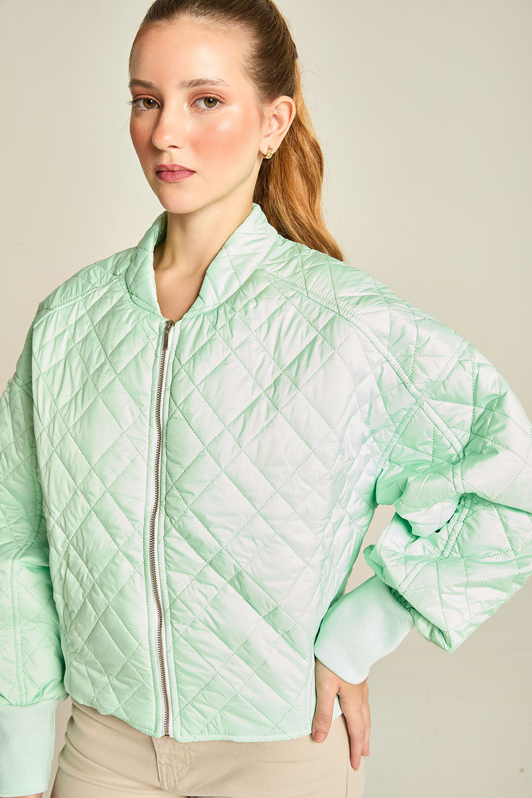 JQ BOMBER PUFFER GEOMETRICO