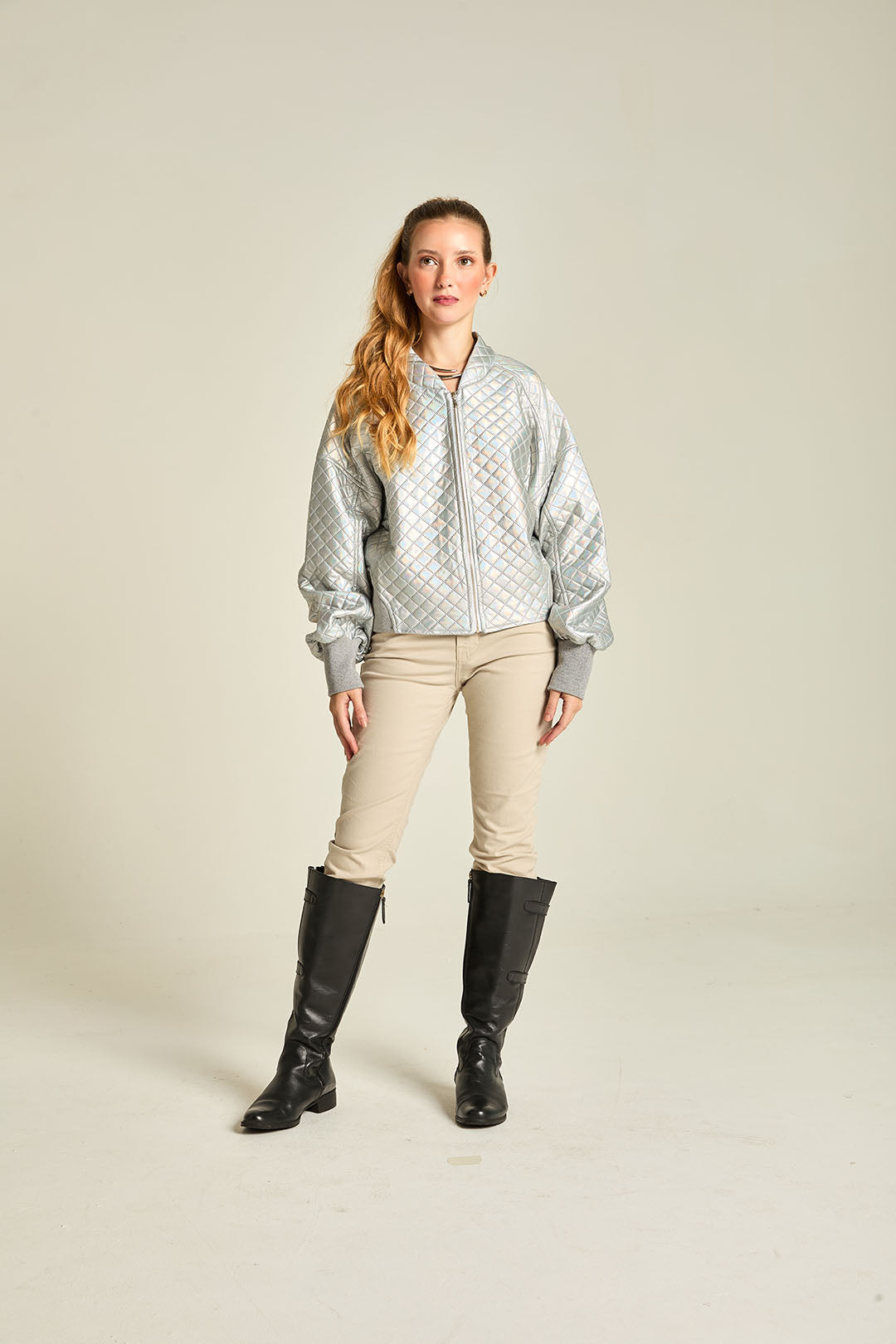 JQ BOMBER PUFFER GEOMETRICO