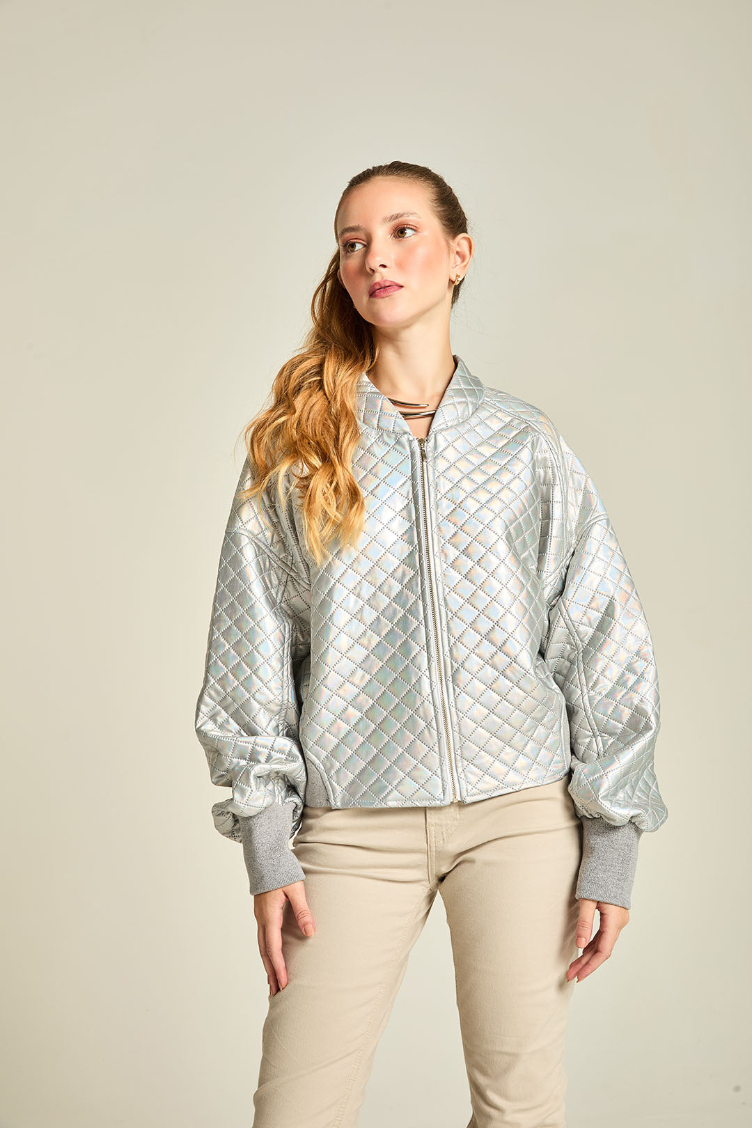 JQ BOMBER PUFFER GEOMETRICO