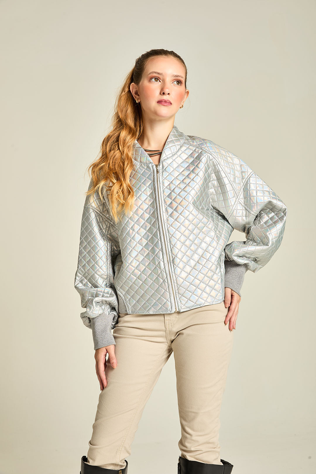 JQ BOMBER PUFFER GEOMETRICO