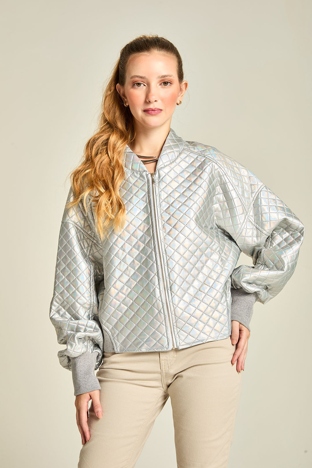 JQ BOMBER PUFFER GEOMETRICO