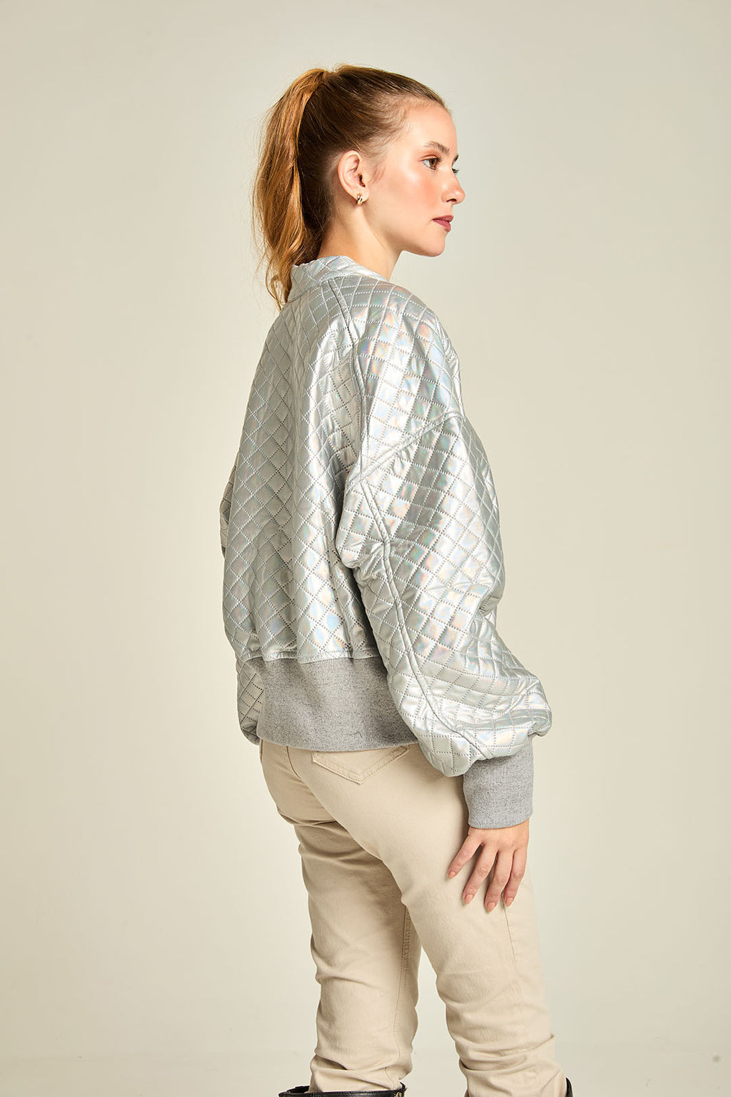 JQ BOMBER PUFFER GEOMETRICO