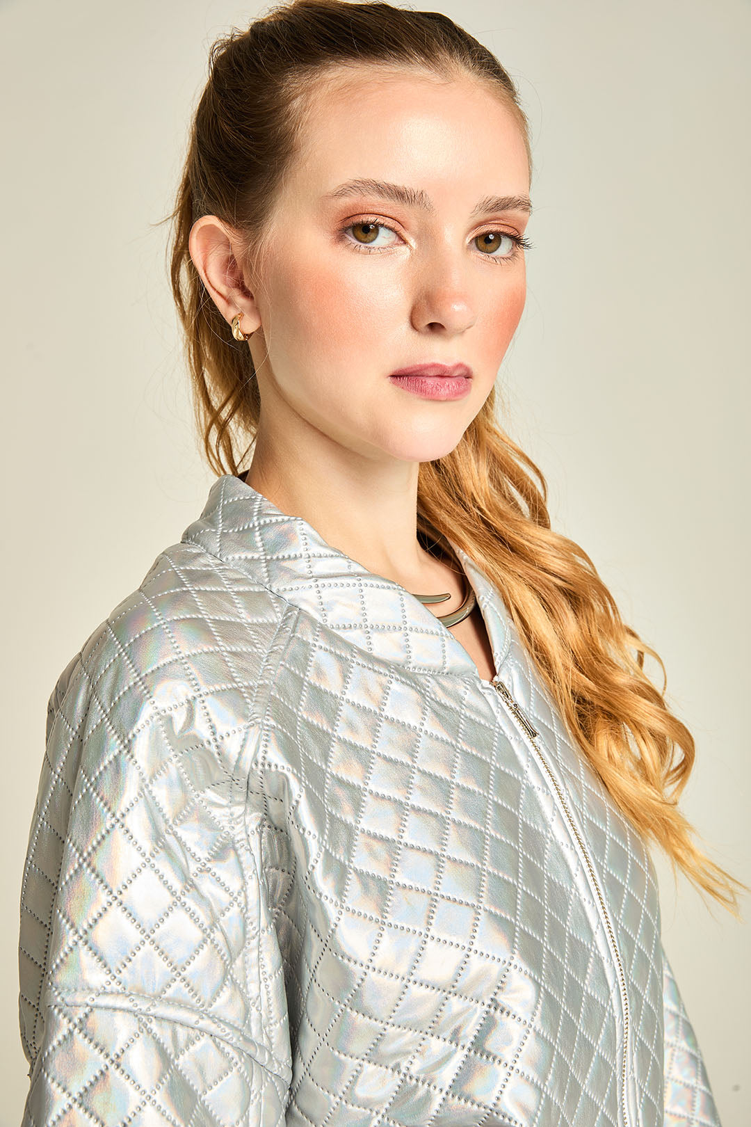 JQ BOMBER PUFFER GEOMETRICO