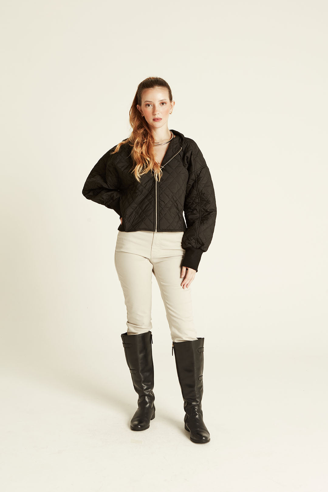 JQ BOMBER PUFFER GEOMETRICO