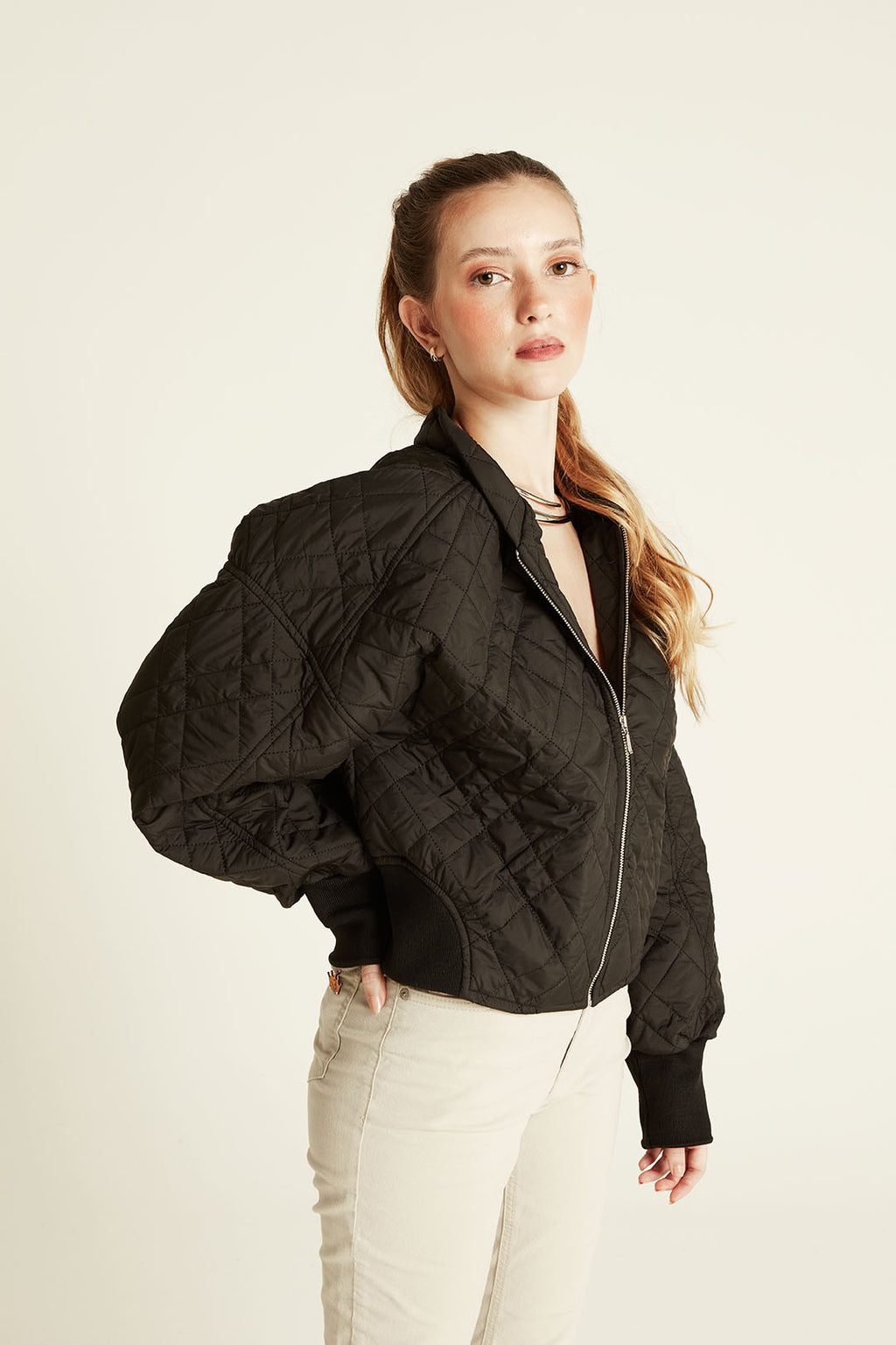 JQ BOMBER PUFFER GEOMETRICO
