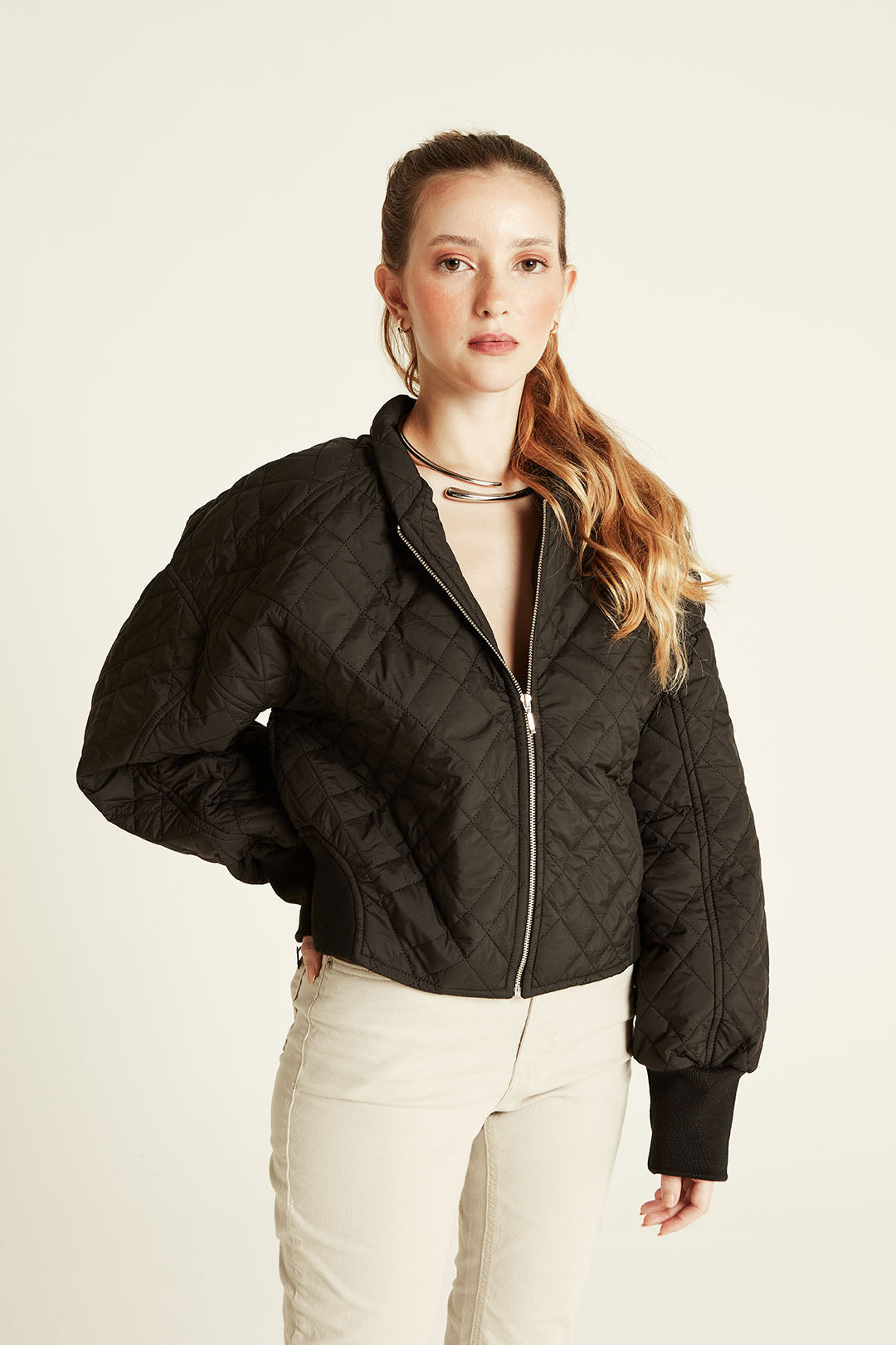 JQ BOMBER PUFFER GEOMETRICO