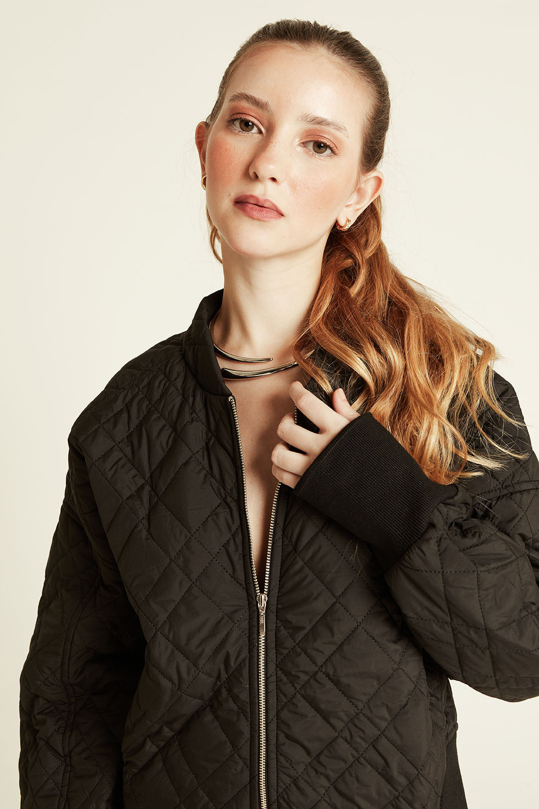 JQ BOMBER PUFFER GEOMETRICO