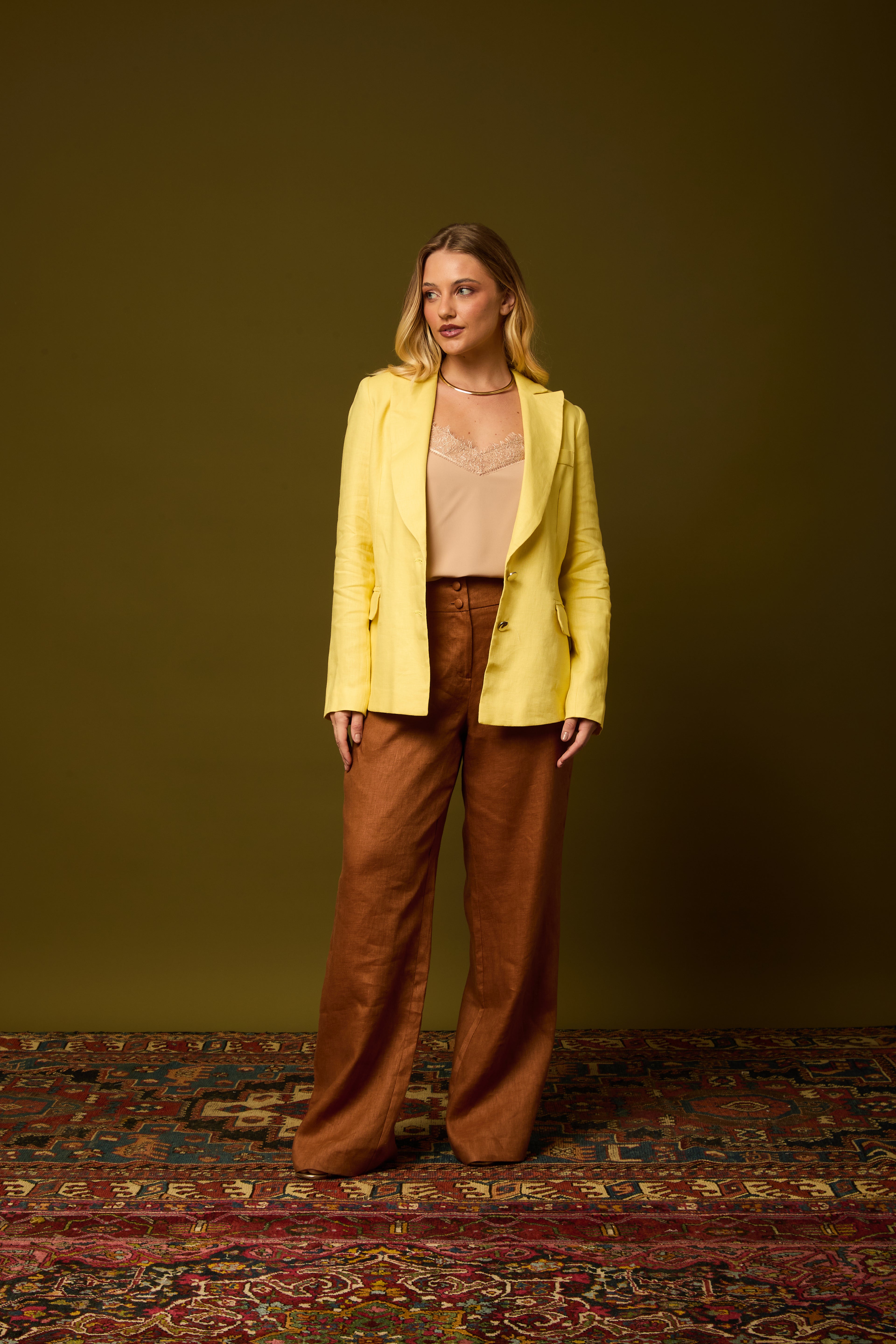 Blazer Linho Puro Amarelo