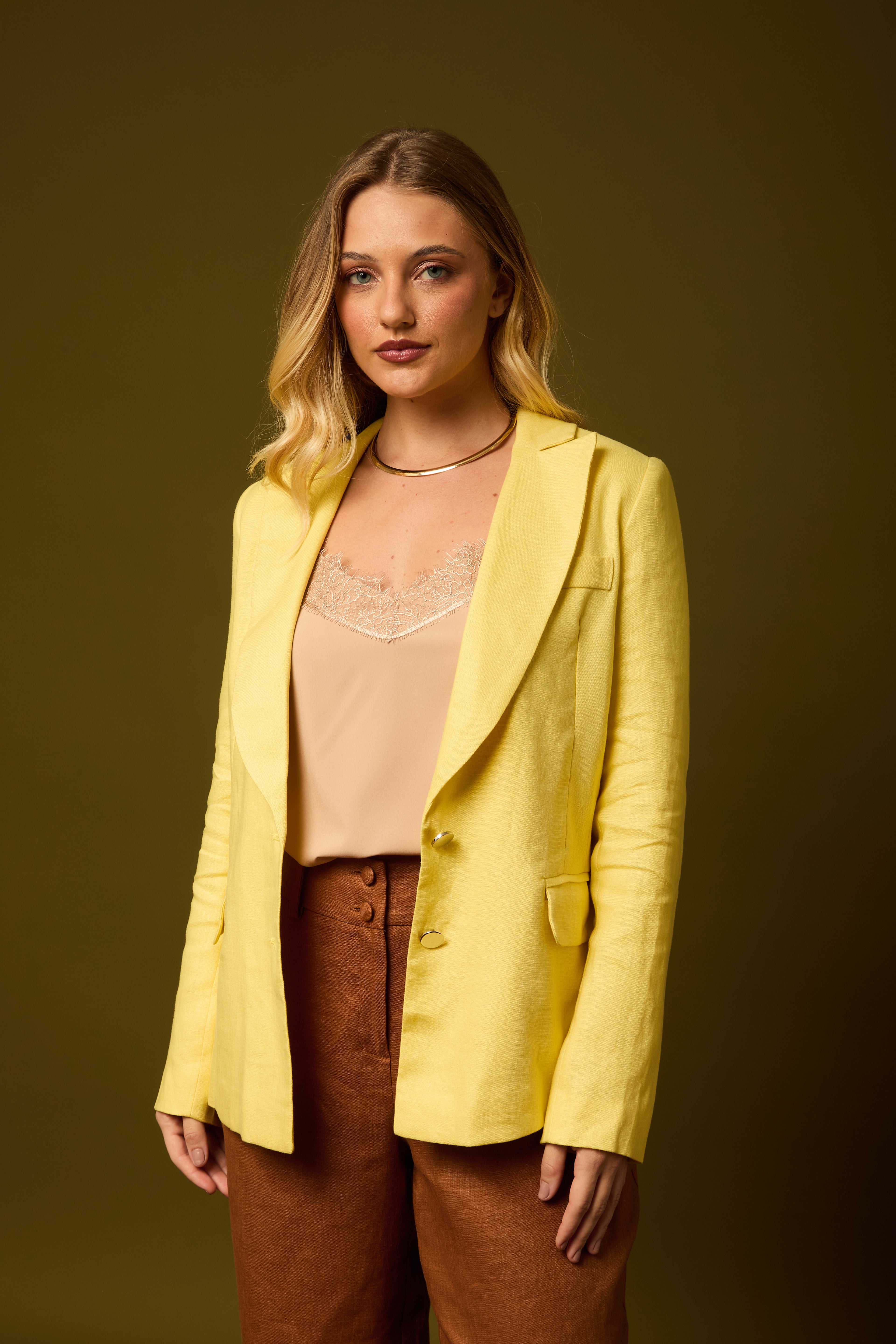 Blazer Linho Puro Amarelo