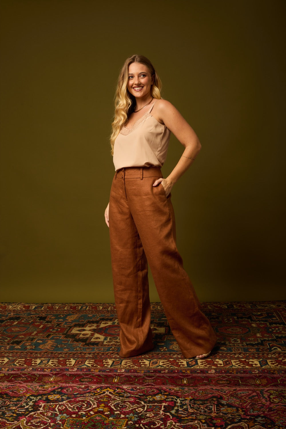 Calça Marrom Linho Puro