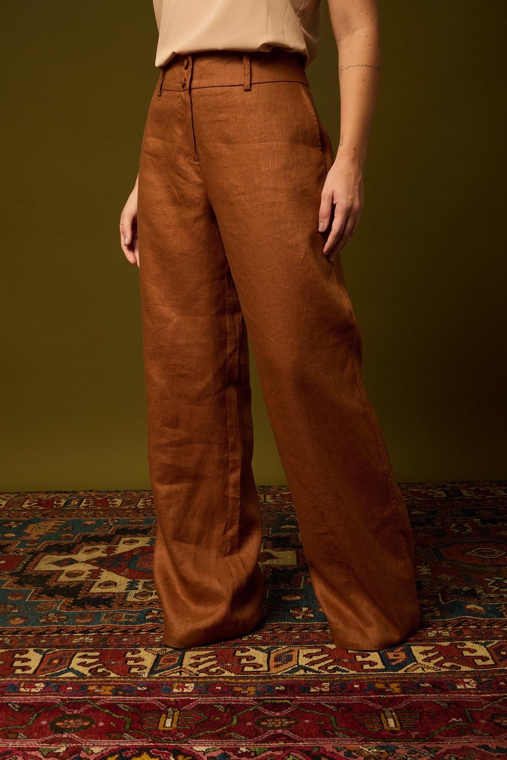 Calça Marrom Linho Puro