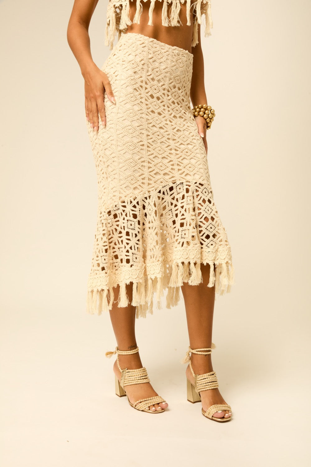Saia Crochê Nude