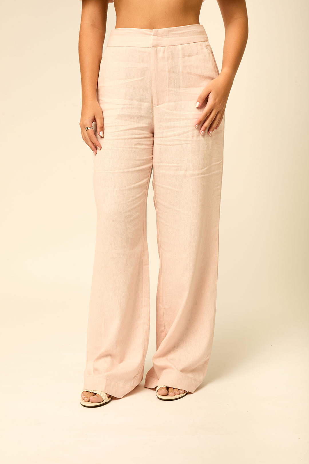 CALÇA LINHO ROSA BEBE