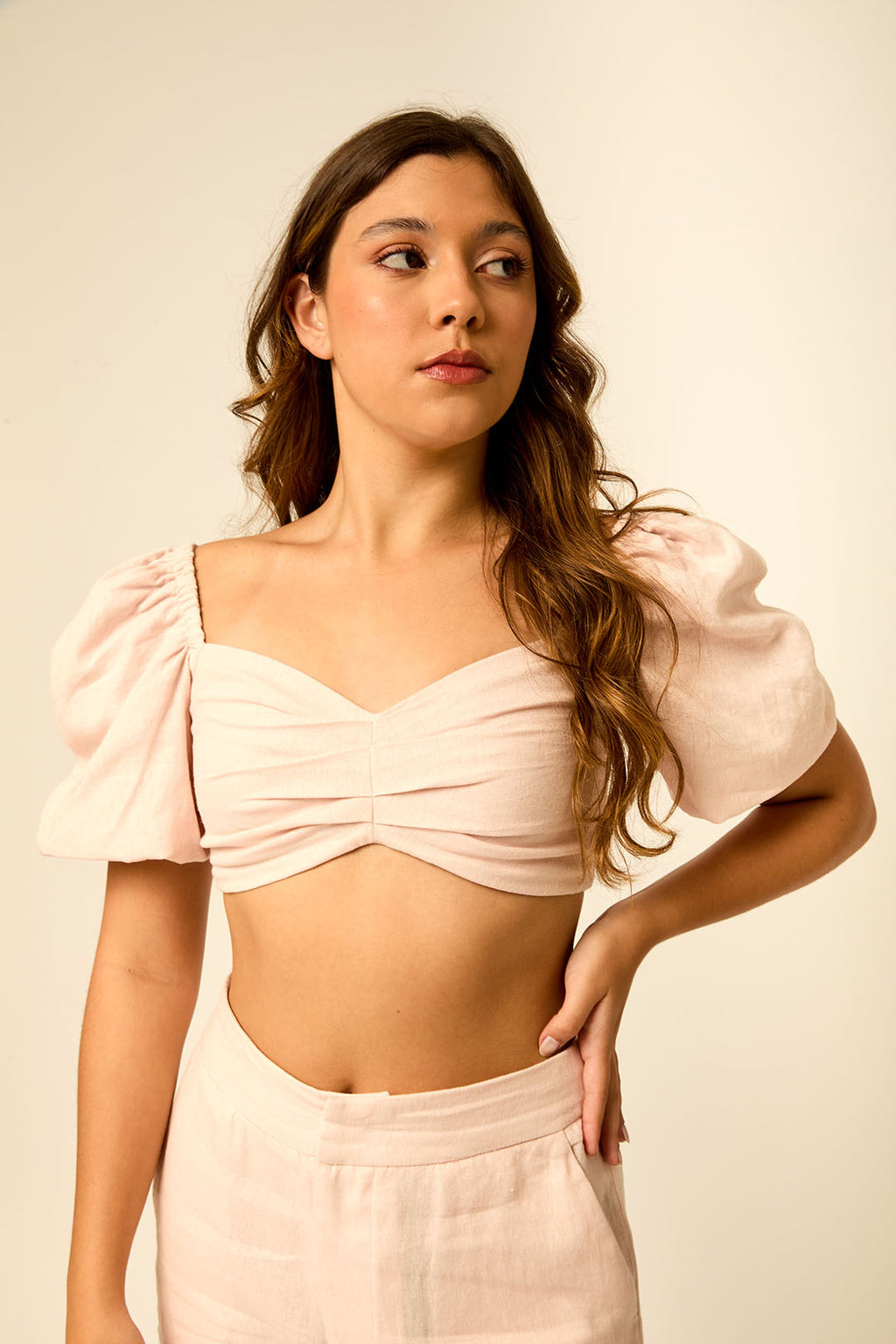 CALÇA LINHO ROSA BEBE