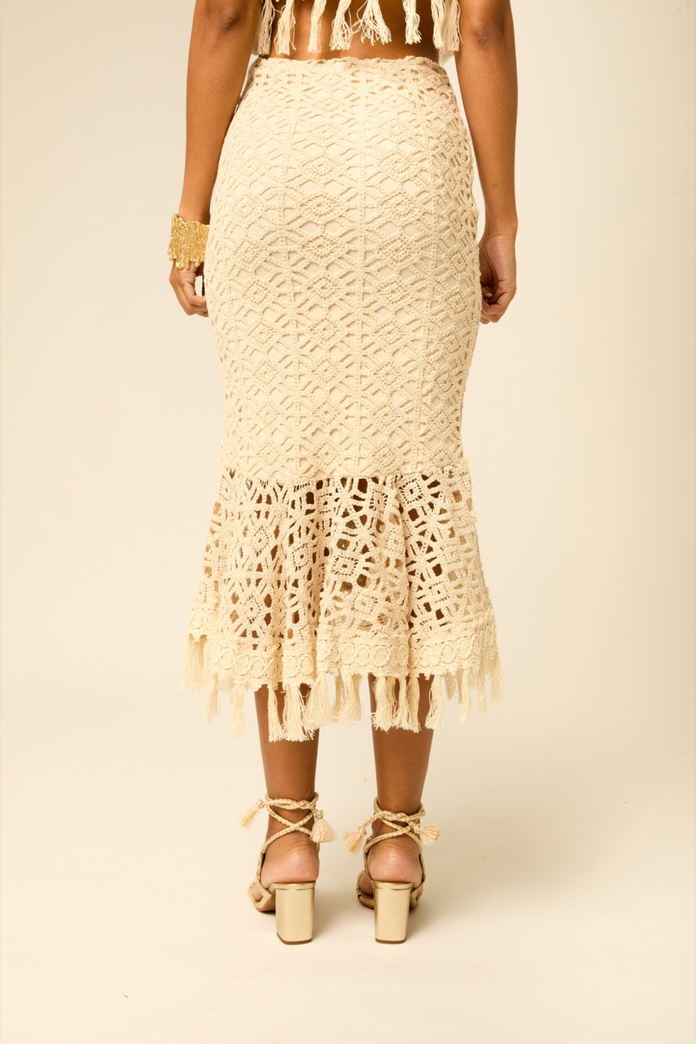 Saia Crochê Nude
