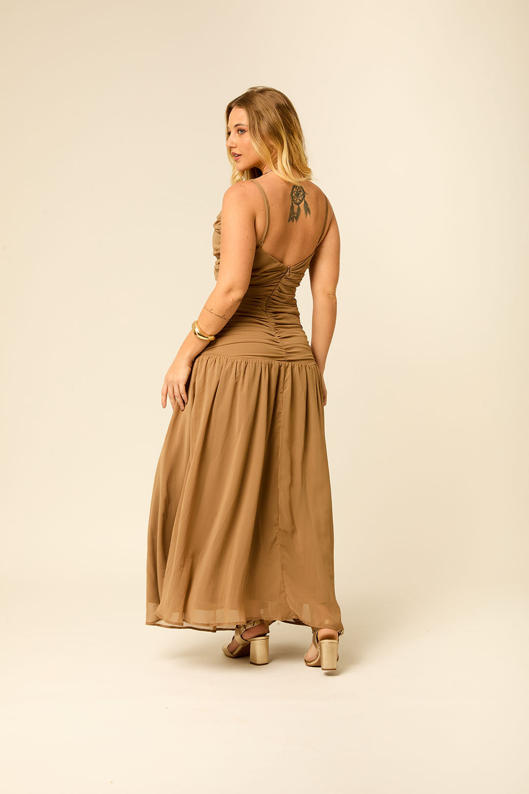 VESTIDO LONDO DRAPEADO